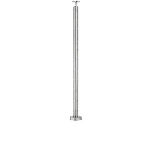 Lavi CT/4S/CR/42/FR/FL Cable Railing Posts Prefabricated, Ready To Install Fixed Saddle Style 42" Guardrail Post Height Floor Mount Corner Type Satin