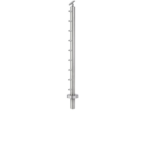 Lavi CT/4S/EN/36/AR/CD Cable Railing Posts - Prefabricated, Ready-to-Install 1/8" 1.67" Round Tubing Adjustable Saddle Core Drilled 36" Standard End 1.67" 316-Grade Satin Stainless Steel