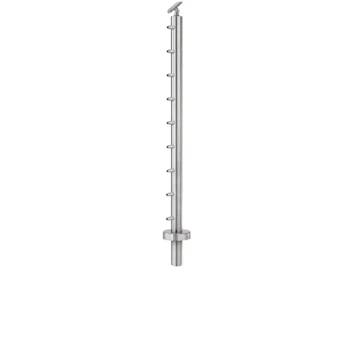 Lavi CT/4S/EN/36/AR/CD Cable Railing Posts - Prefabricated, Ready-to-Install 1/8" 1.67" Round Tubing Adjustable Saddle Core Drilled 36" Standard End 1.67" 316-Grade Satin Stainless Steel