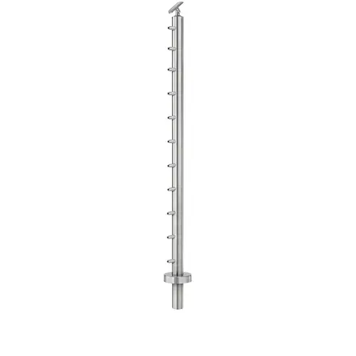 Cable Railing Posts - Prefabricated, Ready-to-Install 1/8" 1.67" Round Tubing Adjustable Saddle Core Drilled 42" Guardrail End 1.67" 316-Grade Satin Stainless Steel