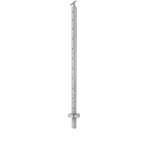 Cable Railing Posts - Prefabricated, Ready-to-Install 1/8" 1.67" Round Tubing Adjustable Saddle Core Drilled 42" Guardrail Center 1.67" 316-Grade Satin Stainless Steel