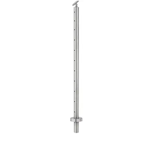 Cable Railing Posts - Prefabricated, Ready-to-Install 1/8" 1.67" Round Tubing Adjustable Saddle Core Drilled 42" Guardrail Center 1.67" 316-Grade Satin Stainless Steel