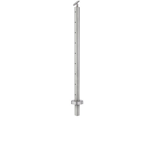 Cable Railing Posts - Prefabricated, Ready-to-Install 1/8" 1.67" Round Tubing Adjustable Saddle Core Drilled 36" Standard Stair Center 1.67" 316-Grade Satin Stainless Steel