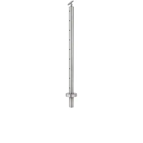 Cable Railing Posts - Prefabricated, Ready-to-Install 1/8" 1.67" Round Tubing Adjustable Saddle Core Drilled 36" Standard Stair Center 1.67" 316-Grade Satin Stainless Steel