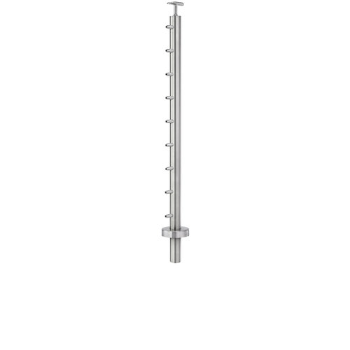 Lavi CT/4S/EN/36/FR/CD Cable Railing Posts - Prefabricated, Ready-to-Install 1/8" 1.67" Round Tubing Fixed Saddle Core Drilled 36" Standard End 1.67" 316-Grade Satin Stainless Steel