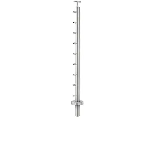 Lavi CT/4S/EN/36/FR/CD Cable Railing Posts - Prefabricated, Ready-to-Install 1/8" 1.67" Round Tubing Fixed Saddle Core Drilled 36" Standard End 1.67" 316-Grade Satin Stainless Steel