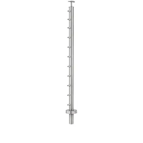 Lavi CT/4S/EN/42/FR/CD Cable Railing Posts - Prefabricated, Ready-to-Install 1/8" 1.67" Round Tubing Fixed Saddle Core Drilled 42" Guardrail End 1.67" 316-Grade Satin Stainless Steel