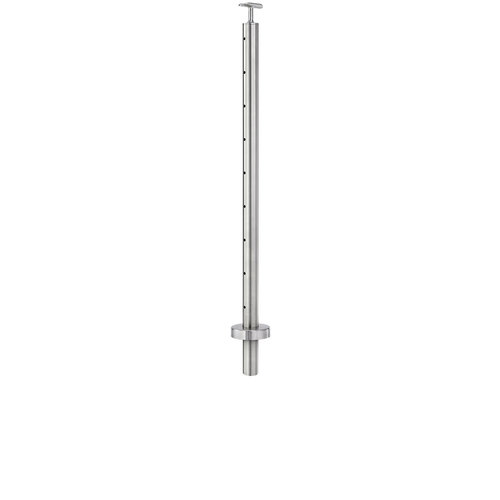 Cable Railing Posts - Prefabricated, Ready-to-Install 1/8" 1.67" Round Tubing Fixed Saddle Core Drilled 36" Standard Center 1.67" 316-Grade Satin Stainless Steel