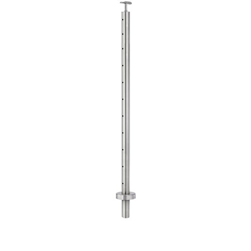 Lavi CT/4S/CN/42/FR/CD Cable Railing Posts - Prefabricated, Ready-to-Install 1/8" 1.67" Round Tubing Fixed Saddle Core Drilled 42" Guardrail Center 1.67" 316-Grade Satin Stainless Steel