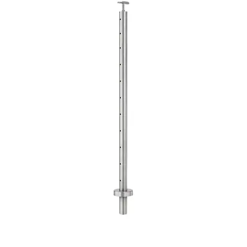 Lavi CT/4S/CN/42/FR/CD Cable Railing Posts - Prefabricated, Ready-to-Install 1/8" 1.67" Round Tubing Fixed Saddle Core Drilled 42" Guardrail Center 1.67" 316-Grade Satin Stainless Steel