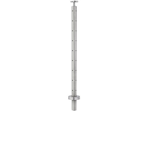 Lavi CT/4S/CR/36/FR/CD Cable Railing Posts - Prefabricated, Ready-to-Install 1/8" 1.67" Round Tubing Fixed Saddle Core Drilled 36" Standard Corner 1.67" 316-Grade Satin Stainless Steel