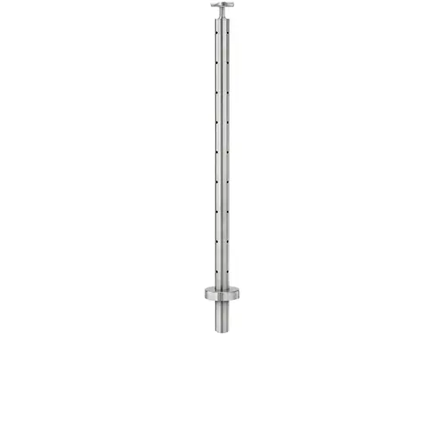 Lavi CT/4S/CR/36/FR/CD Cable Railing Posts - Prefabricated, Ready-to-Install 1/8" 1.67" Round Tubing Fixed Saddle Core Drilled 36" Standard Corner 1.67" 316-Grade Satin Stainless Steel