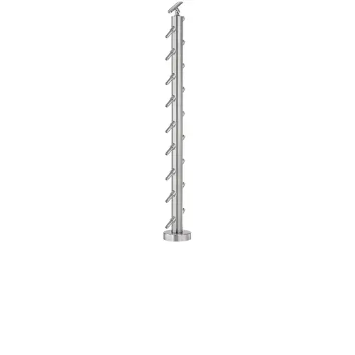 Lavi CT/4S/ES/36/AR/FL/TP Cable Railing Posts - Prefabricated, Ready-to-Install 1/8" 1.67" Round Tubing Adjustable Saddle Floor Mount 36" Standard Stair Top 1.67" 316-Grade Satin Stainless Steel