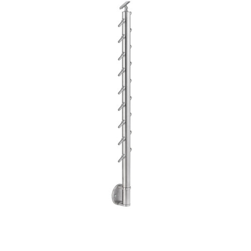 Lavi CT/4S/ES/36/AR/FM/TP Cable Railing Posts - Prefabricated, Ready-to-Install 1/8" 1.67" Round Tubing Adjustable Saddle Facia Mount 36" Standard Stair Top 1.67" 316-Grade Satin Stainless Steel