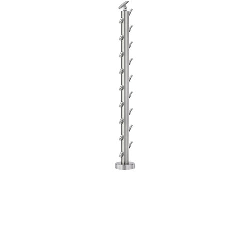 Lavi CT/4S/ES/36/AR/FL/BM Cable Railing Posts - Prefabricated, Ready-to-Install 1/8" 1.67" Round Tubing Adjustable Saddle Floor Mount 36" Standard Stair Bottom 1.67" 316-Grade Satin Stainless Steel