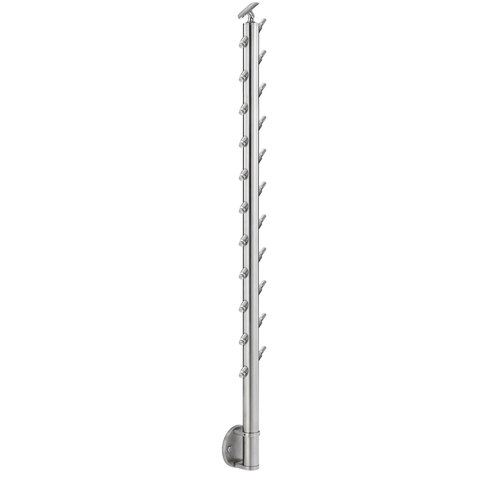 Lavi CT/4S/ES/42/AR/FM/BM Cable Railing Posts - Prefabricated, Ready-to-Install 1/8" 1.67" Round Tubing Adjustable Saddle Facia Mount 42" Guardrail Stair Bottom 1.67" 316-Grade Satin Stainless Steel