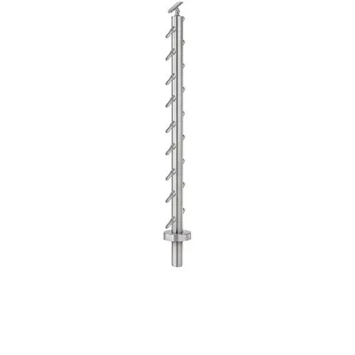 Lavi CT/4S/ES/36/AR/CD/TP Cable Railing Posts - Prefabricated, Ready-to-Install 1/8" 1.67" Round Tubing Adjustable Saddle Core Drilled 36" Standard Stair Top 1.67" 316-Grade Satin Stainless Steel
