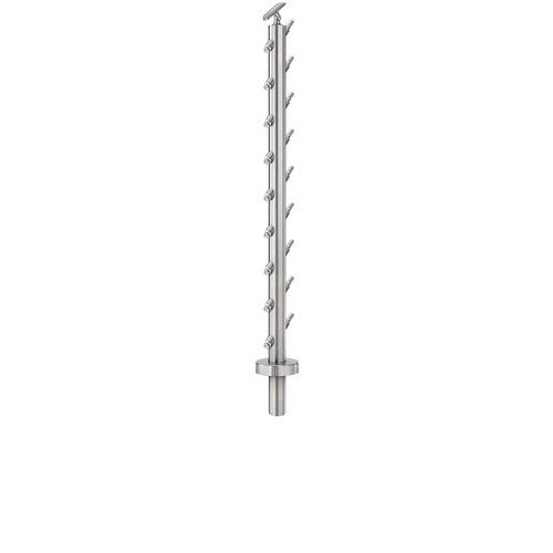 Lavi CT/4S/ES/36/AR/CD/BM Cable Railing Posts - Prefabricated, Ready-to-Install 1/8" 1.67" Round Tubing Adjustable Saddle Core Drilled 36" Standard Stair Bottom 1.67" 316-Grade Satin Stainless Steel