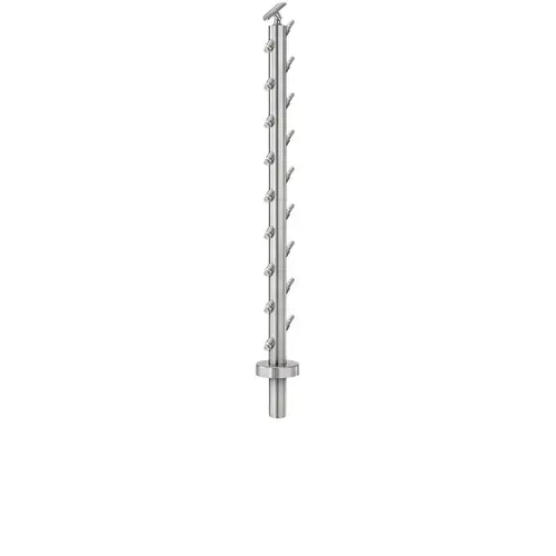 Lavi CT/4S/ES/36/AR/CD/BM Cable Railing Posts - Prefabricated, Ready-to-Install 1/8" 1.67" Round Tubing Adjustable Saddle Core Drilled 36" Standard Stair Bottom 1.67" 316-Grade Satin Stainless Steel