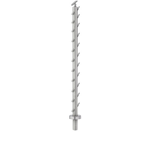 Lavi CT/4S/ES/36/42/CD/BM Cable Railing Posts - Prefabricated, Ready-to-Install 1/8" 1.67" Round Tubing Adjustable Saddle Core Drilled 42" Guardrail Stair Bottom 1.67" 316-Grade Satin Stainless Steel