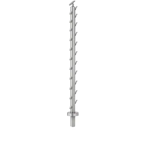 Lavi CT/4S/ES/36/42/CD/BM Cable Railing Posts - Prefabricated, Ready-to-Install 1/8" 1.67" Round Tubing Adjustable Saddle Core Drilled 42" Guardrail Stair Bottom 1.67" 316-Grade Satin Stainless Steel