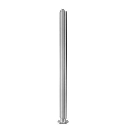 30-inch Tall Divider Post 1/4" 30 Inches Flange Center Dome 304-Grade Satin Stainless Steel