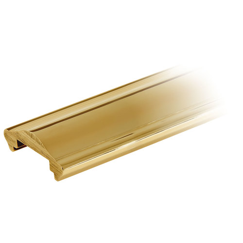 Lavi 00-H1600W/16 Solid Brass Cap Rail Extrusion for Handrail 16 feet Flat Polished Brass