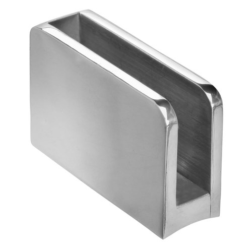 .375" Glass Panel Clip with Stop for 2-Inch Tubing 3/8" Right 2" Chrome