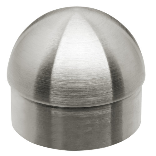 Rounded End Cap Railing Component for 2-inch Handrail .050" 2" 304-Grade Satin Stainless Steel