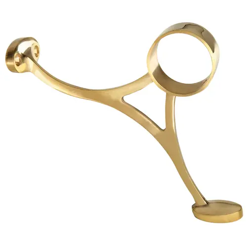 Lavi 00-400/2 Bar Railing Combination Bracket For Footrail Polished Brass Finish