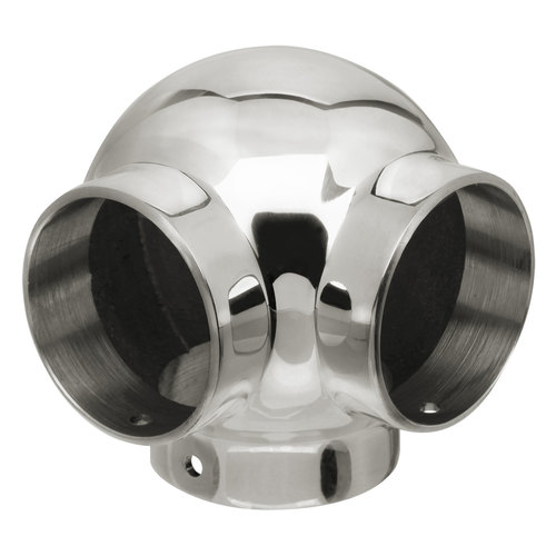 Ball Side Outlet Fitting for Railing Systems 1.5" 304-Grade Polished Stainless Steel