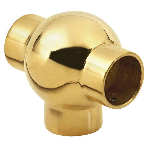 Brass Ball Tee Fitting for 1-Inch Railing 1" Polished Brass
