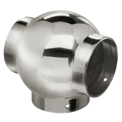 Ball Tee Fitting for 2-Inch Railing Tube 2" 304-Grade Polished Stainless Steel