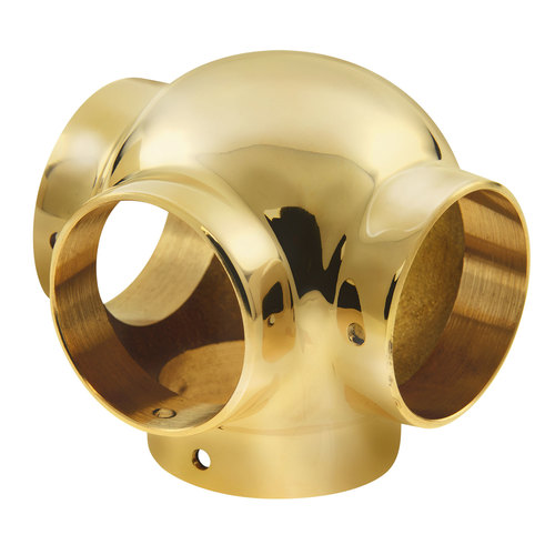 Ball Side Outlet Tee Railing Component for 1.5-Inch Tubing 1.5" Polished Brass