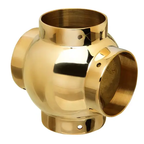 Ball Cross Railing Component for 2-Inch Tubing 2" Polished Brass