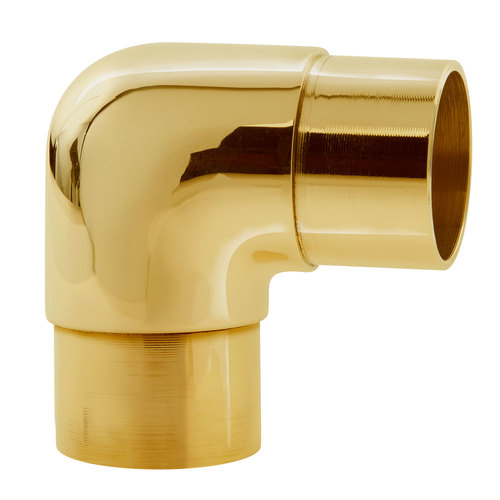 90 degree Flush Elbow Railing Component for 2-Inch Tubing .050" 2" Polished Brass