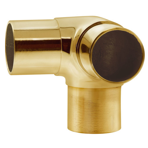 90 degree Flush "T" Component for Architectural Railing Systems .050" 2" Polished Brass