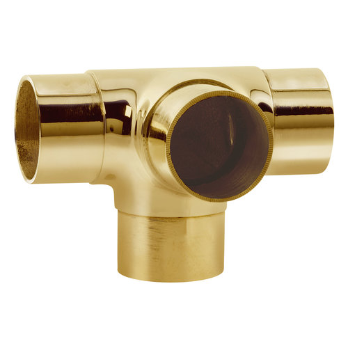 2-inch Diameter Railing Component - 90 degree Flush "X" Elbow .050" 2" Polished Brass