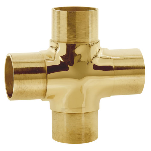 180 degree Flush "X" Elbow Railing Fitting for 2-Inch Tubing .050" 2" Polished Brass