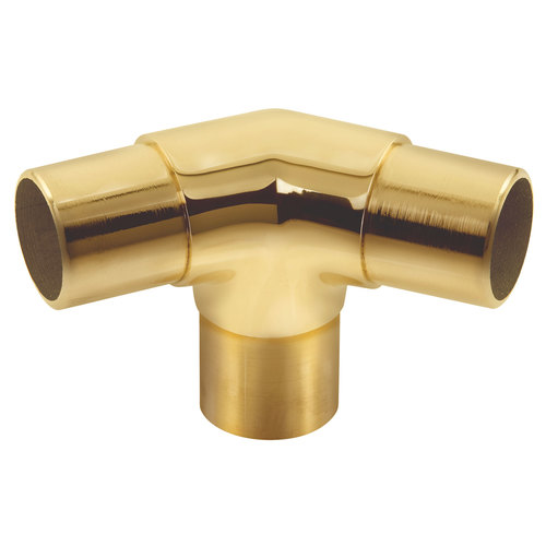 Handrail Railing Component - 135 degree Flush "T" Elbow .050" 1.5" Polished Brass