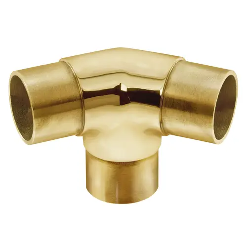 135 Degree Flush T Elbow Fitting For Bar Railing Systems Polished Brass
