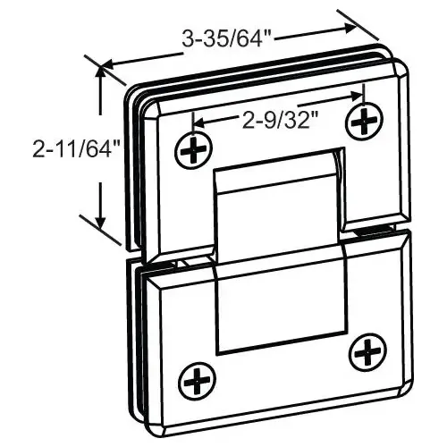 Standard Duty Shower Hinge Brass Bevel Edge Bright Chrome Glass-to-Glass 180-Degree