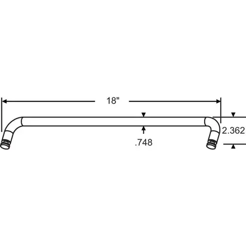 18inTowel Bar SS Bright Chrome Single Sided Without Washers