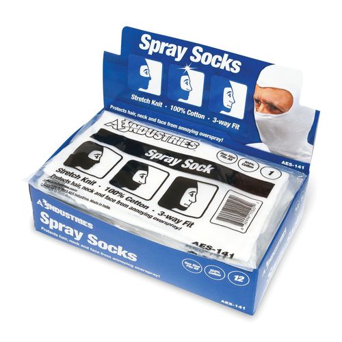 AES Industries 141 141 3-Way Spray Socks, Universal, 3-Way, White, Bleached Cotton