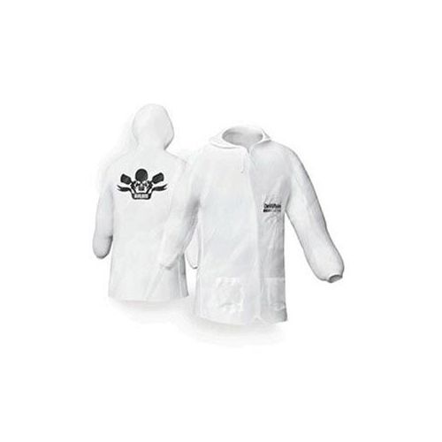 Hooded Lab Coat, Medium, White, Nylon, Elastic Waist
