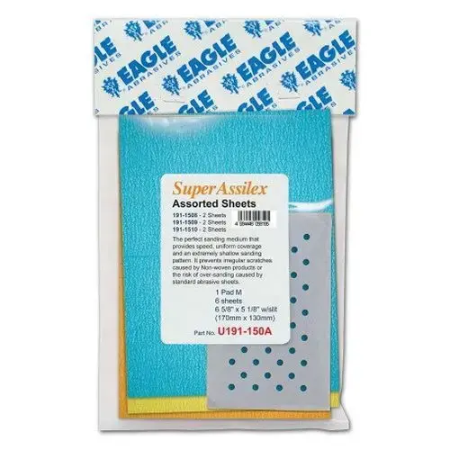 Sanding Sheet, 130 mm W x 170 mm L, 800 Grit, K-800 Grade, Aluminum Oxide, Lemon