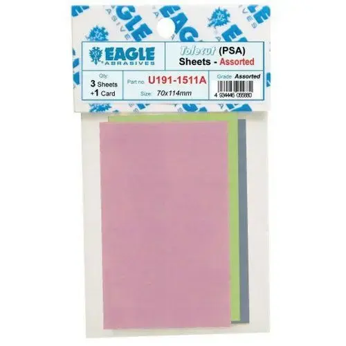 KOVAX U191-1511 Stickon Sanding Sheet, 70 mm W x 114 mm L, 3000 Grit, K-3000 Grade, Black