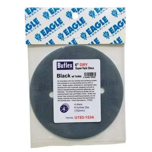 Buflex Disc, 6 in, 7 Holes, 3000 Grit, Super-Tack Attachment, Black