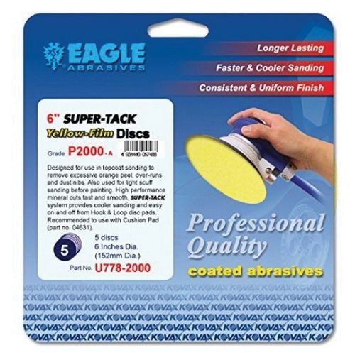 High Performance Sanding Disc, 6 in, 1500 Grit, Super-Tack Attachment, Yellow