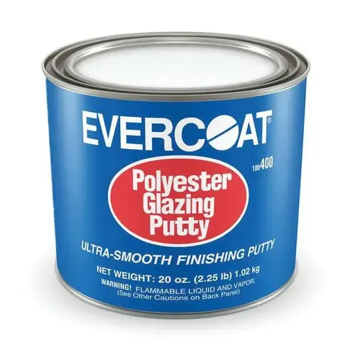 Polyester Glazing Putty, 2.25 lb Can, White, Paste